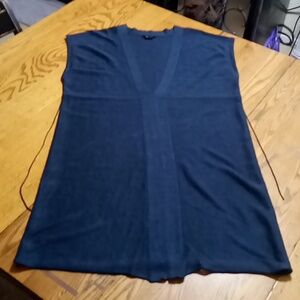THEORY Wonens MEDIUM Dress Silk Linen Blend PREOWNED Used NAVY BLUE Sleeveless